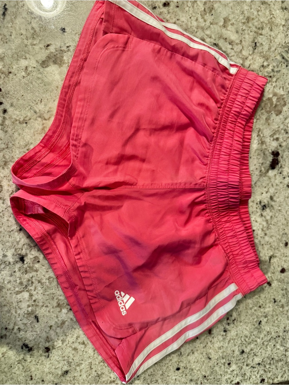 adidas Pink Women's Athletic Shorts with White Stripes